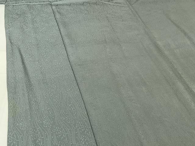 平和屋着物▽上質な色無地 単衣 立波地紋 灰青色 正絹 逸品 AABI2169jh