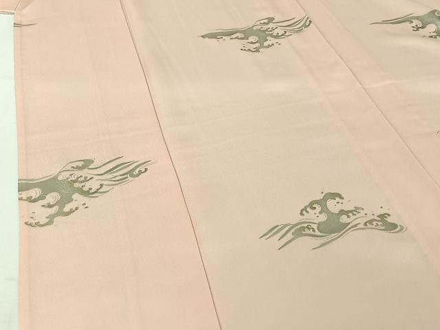 平和屋着物▽上質な小紋 単衣 立波文 銀彩 正絹 逸品 AABI2171jh