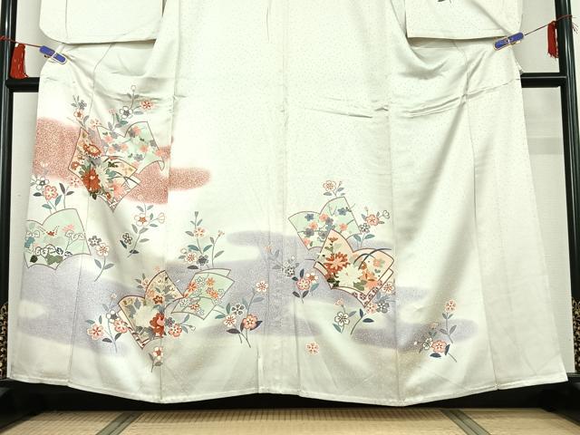 平和屋着物▽訪問着 単衣 冊子花文 暈し染め 金銀彩 正絹 逸品 AABI2172jh
