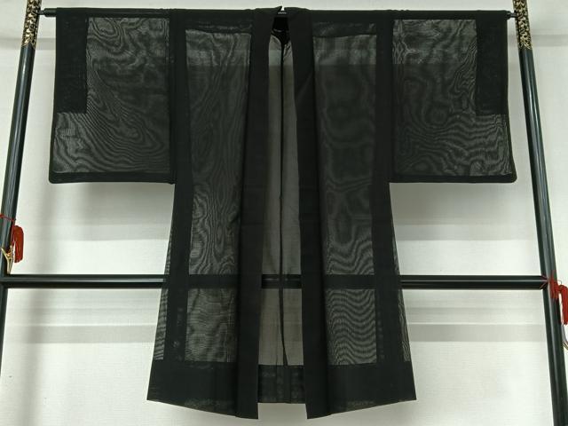 平和屋着物▽男性 羽織 スリーシーズン 春夏秋 塵除け 暗黒色 黒地 正絹 逸品 AABI2184jh