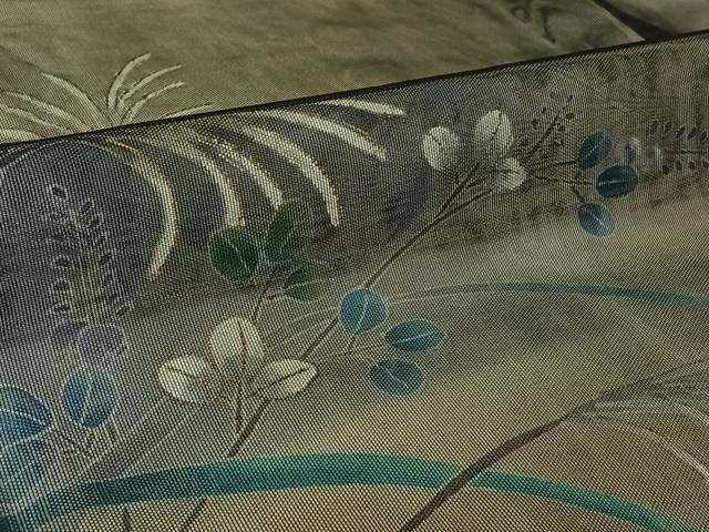平和屋着物▽訪問着 無双 紗袷 紗×紗 流水花文 暈し染め 金彩 正絹 逸品 AABI2190jh