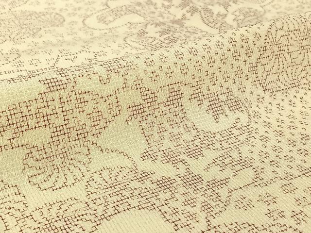 平和屋着物▽本塩沢 単衣 雲取り吉祥花文 正絹 逸品 AABI2196jh