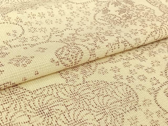 平和屋着物▽本塩沢 単衣 雲取り吉祥花文 正絹 逸品 AABI2196jh
