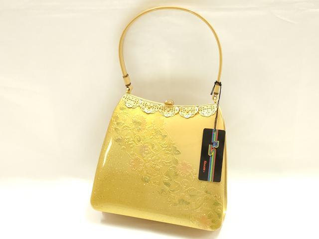 平和屋着物▼和装小物 和装バッグ ハンドバッグ 更紗花唐草 金彩 ラインストーン 逸品 未使用 AABI2212ay