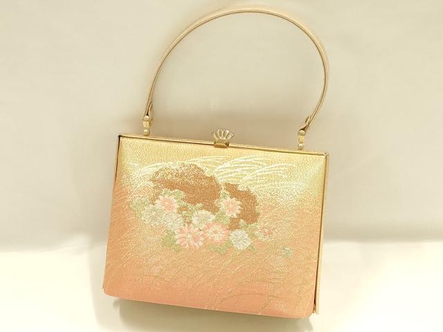 平和屋着物▼和装小物 和装バッグ ハンドバッグ 佐賀錦 草花文 金糸 逸品 AABI2220ay