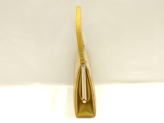平和屋着物▼和装小物 和装バッグ ハンドバッグ 花柄 金彩 ラインストーン 逸品 AABI2226ay