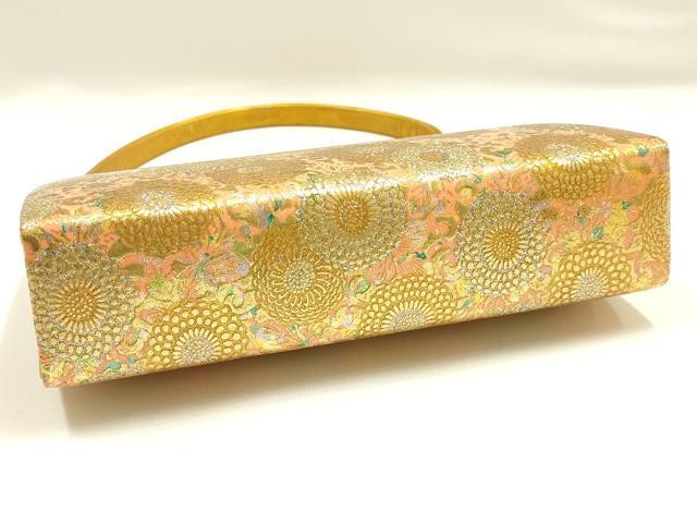 平和屋着物▼和装小物 和装バッグ ハンドバッグ 花柄 金彩 ラインストーン 逸品 AABI2226ay
