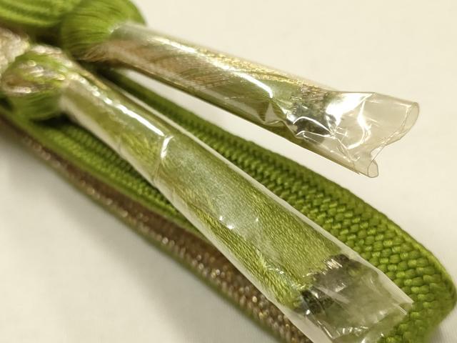 平和屋本店●和装小物 帯締め・帯揚げセット 高麗組 舞蝶文 金銀糸 金彩 暈し 正絹 逸品 未使用 AABI2259ay