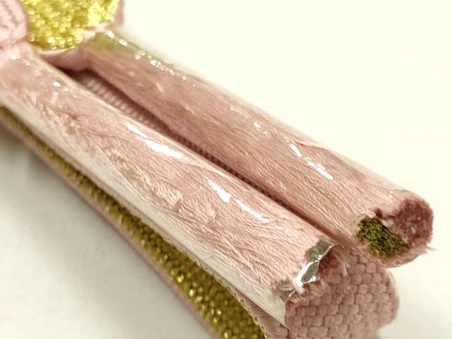 平和屋本店●和装小物 帯締め・帯揚げセット 高麗組 花丸文 金銀糸 金銀彩 正絹 逸品 未使用 AABI2260ay