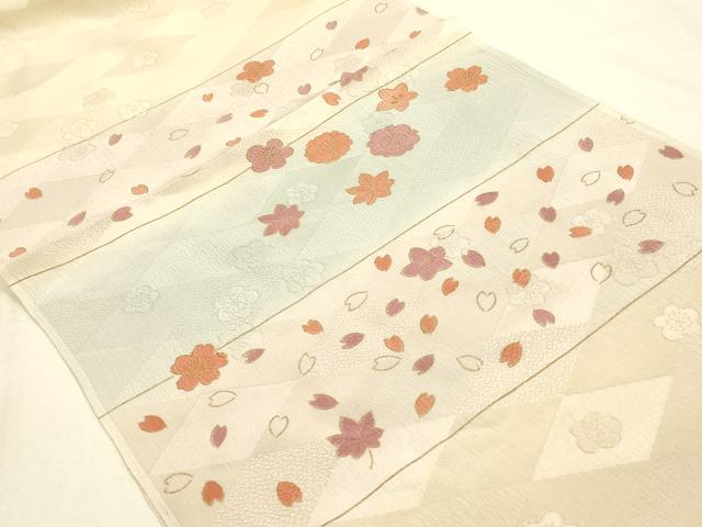 平和屋本店●和装小物 帯締め・帯揚げセット 高麗組 横段舞花文 金糸 金彩 逸品 未使用 AABI2261ay