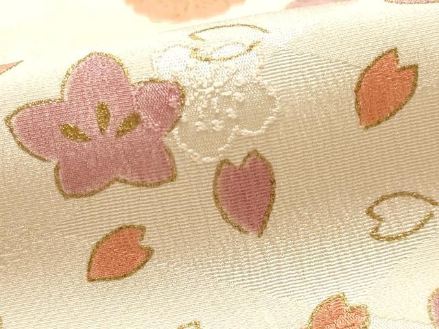 平和屋本店●和装小物 帯締め・帯揚げセット 高麗組 横段舞花文 金糸 金彩 逸品 未使用 AABI2261ay