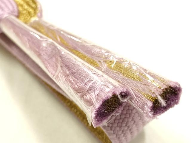平和屋本店●和装小物 帯締め・帯揚げセット 高麗組 横段舞花文 金糸 金彩 逸品 未使用 AABI2261ay