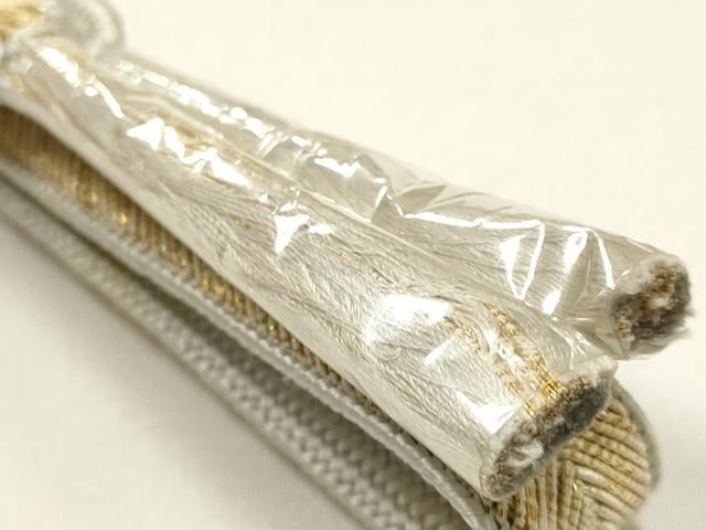 平和屋本店●和装小物 帯締め・帯揚げセット 変わり高麗組 金糸 暈し染め 逸品 未使用 AABI2262ay