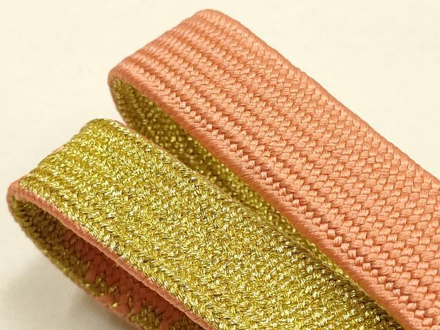 平和屋本店●和装小物 帯締め・帯揚げセット 高麗組 霞文 箔散らし 金糸 金彩 暈し染め 逸品 未使用 AABI2267ay