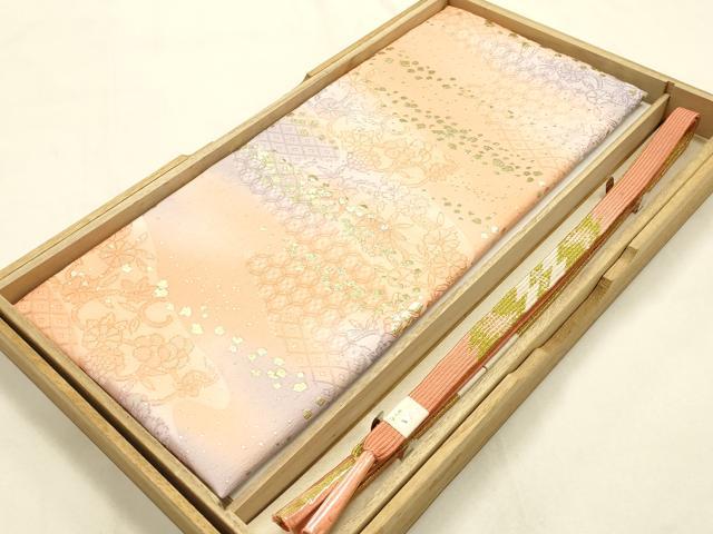 平和屋本店●和装小物 帯締め・帯揚げセット 高麗組 霞文 箔散らし 金糸 金彩 暈し染め 逸品 未使用 AABI2267ay