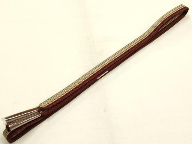平和屋本店●和装小物 帯締め・帯揚げセット 平組 横段文 金糸 逸品 未使用 AABI2270ay