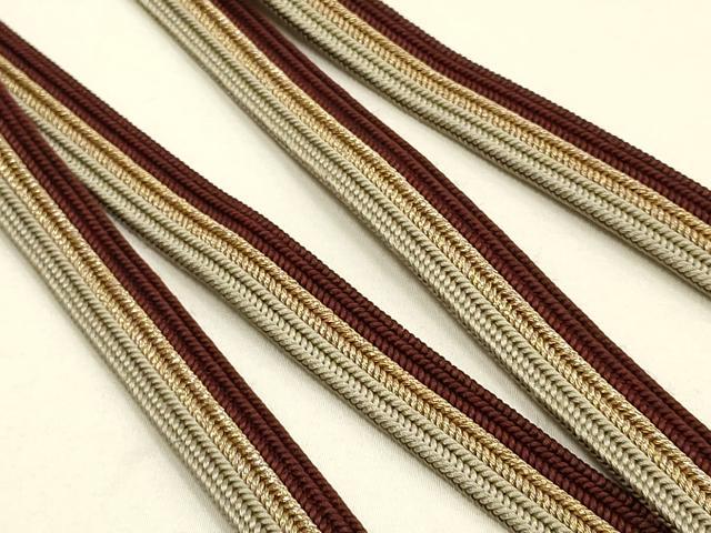 平和屋本店●和装小物 帯締め・帯揚げセット 平組 横段文 金糸 逸品 未使用 AABI2270ay