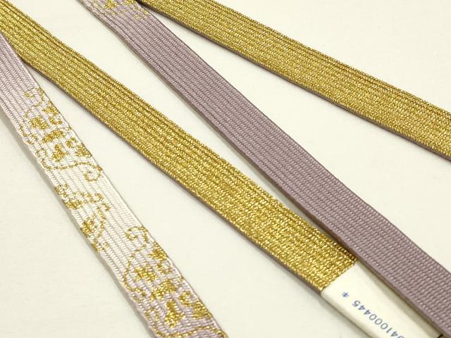 平和屋本店●和装小物 帯締め・帯揚げセット 高麗組 刺繍 松葉 金糸 暈し染め 逸品 未使用 AABI2272ay