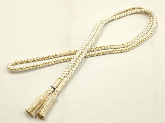 平和屋本店●和装小物 帯締め・帯揚げセット 礼装用 丸組 舞花文 金糸 撚り房 逸品 未使用 AABI2274ay