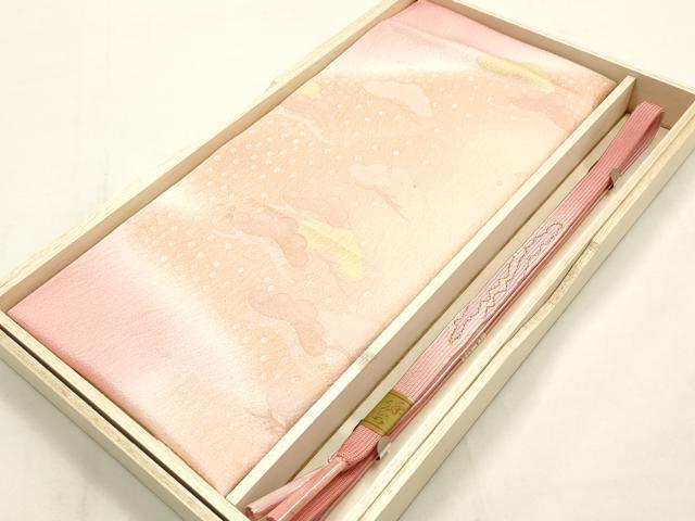 平和屋本店●和装小物 帯締め・帯揚げセット 高麗組 霞文 金糸 暈し染め 正絹 逸品 未使用 AABI2279ay