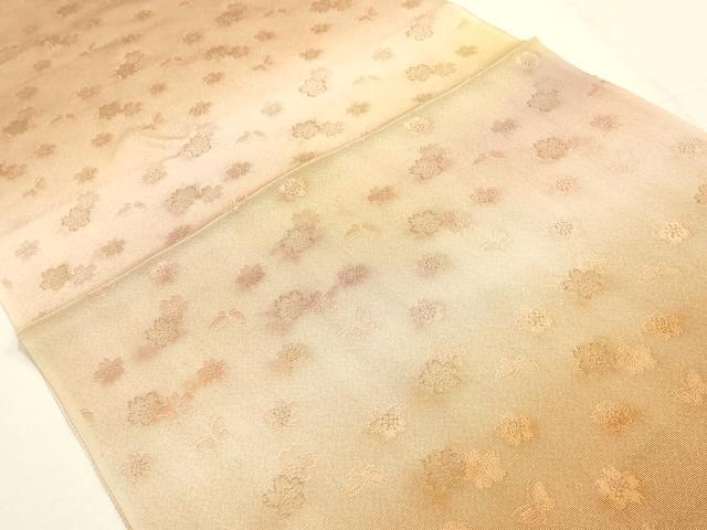 平和屋本店●和装小物 帯締め・帯揚げセット 笹浪組 舞蝶花文 彩はなどき 暈し染め 金糸 正絹 逸品 未使用 AABI2283ay