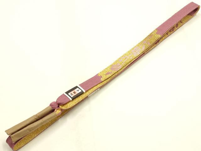 平和屋本店●和装小物 帯締め・帯揚げセット 高麗組 枝花文 地紋起こし 暈し染め 金糸 正絹 逸品 未使用 AABI2288ay