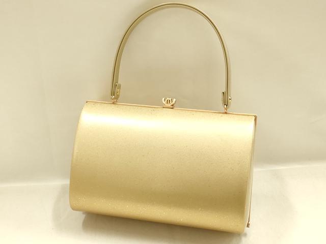 平和屋着物●和装小物 和装バッグ・草履セット ハンドバッグ エナメル 花柄 金銀彩 逸品 AABI2316ay