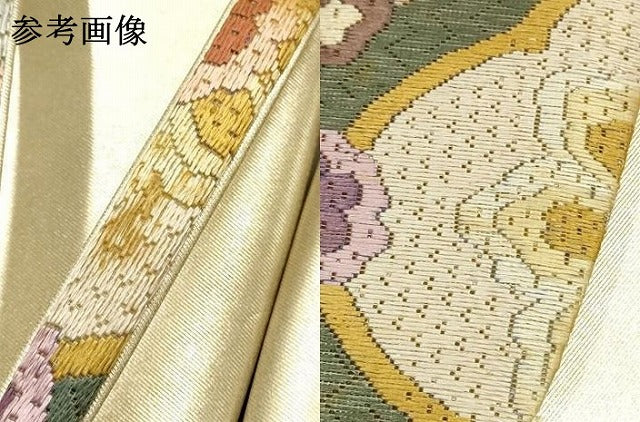 平和屋着物●和装小物 和装バッグ・草履セット 手刺繍 ハンドバッグ 本皮底 Mサイズ 逸品 未使用 AABI2317ay