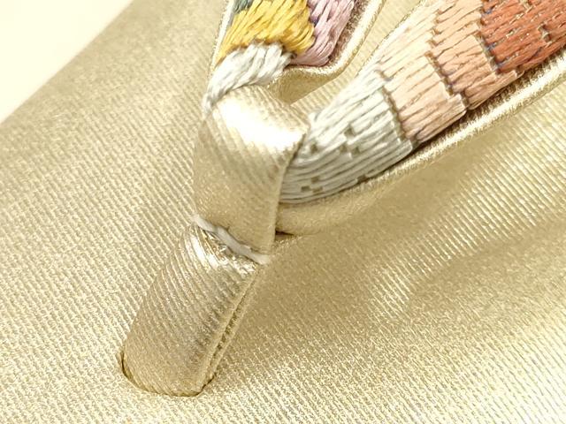 平和屋着物●和装小物 和装バッグ・草履セット 手刺繍 ハンドバッグ 本皮底 Mサイズ 逸品 未使用 AABI2317ay