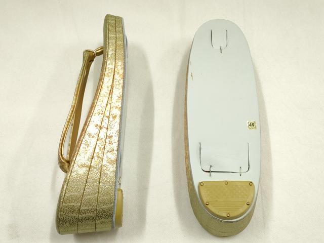 平和屋着物●和装小物 和装バッグ・草履セット ハンドバッグ クラッチバッグ 金糸 逸品 AABI2320ay