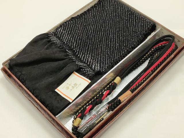 平和屋着物●和装小物 帯締め・帯揚げセット 振袖用 パール 絞り 中抜き 金糸 正絹 逸品 未使用 AABI2374ay