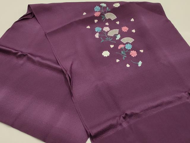 平和屋着物●和装小物 帯締め・帯揚げセット 高麗組 暈し 刺繍 舞花文 地紙 正絹 逸品 未使用 AABI2381ay