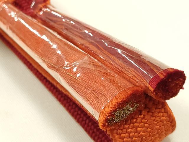平和屋着物●和装小物 帯締め・帯揚げセット 高麗組 暈し 金糸 市松地紋 舞葉 枝花 正絹 逸品 未使用 AABI2382ay
