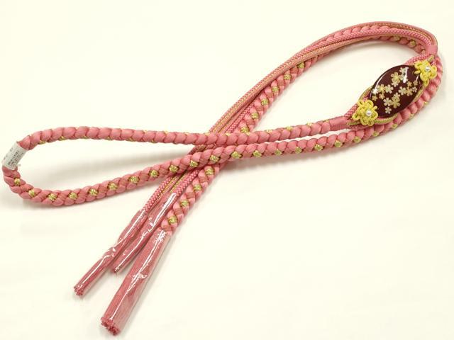 平和屋着物●和装小物 振袖用帯締め 装飾 蒔絵 花柄 パール 金糸 撚り房 正絹 逸品 未使用 AABI2393ay