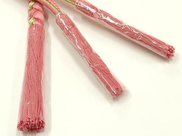 平和屋着物●和装小物 振袖用帯締め 装飾 蒔絵 花柄 パール 金糸 撚り房 正絹 逸品 未使用 AABI2393ay