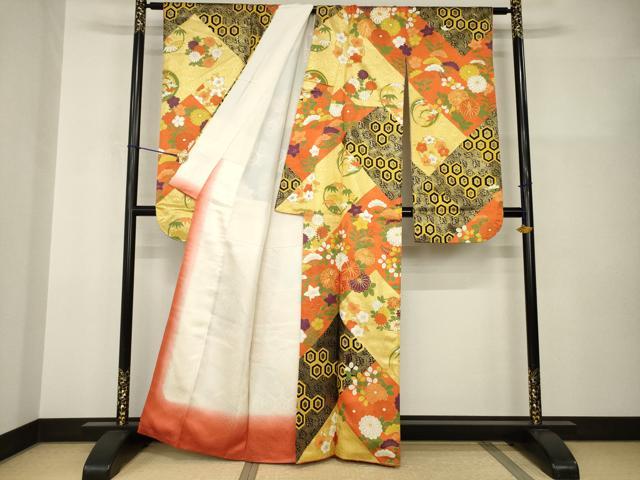 平和屋着物●豪華振袖 駒刺繍 吉祥花文 金彩 正絹 逸品 AABI2402ck
