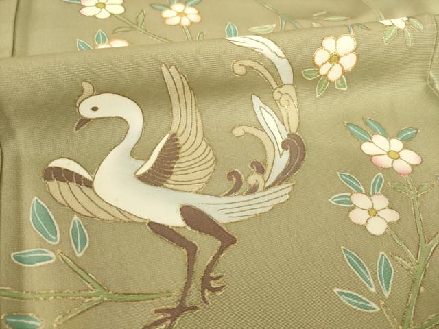平和屋着物●京友禅 米沢新之助 訪問着 駒刺繍 花鳥文 金彩 正絹 逸品 AABI2403ck