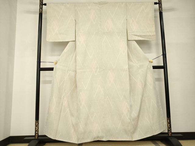 平和屋着物●本塩沢 菱文 亀甲絣 正絹 逸品 AABI2404ck