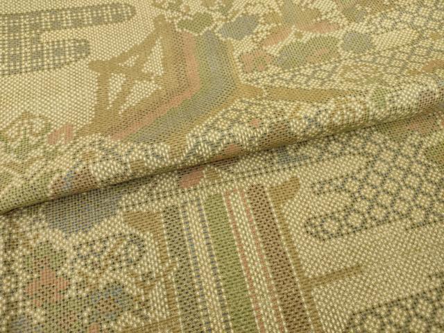 平和屋着物●本場大島紬 一元絣 糸巻き花文 正絹 逸品 AABI2407ck