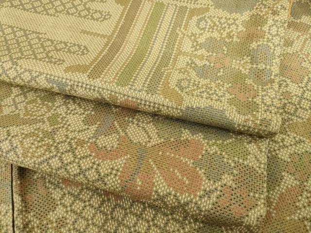 平和屋着物●本場大島紬 一元絣 糸巻き花文 正絹 逸品 AABI2407ck