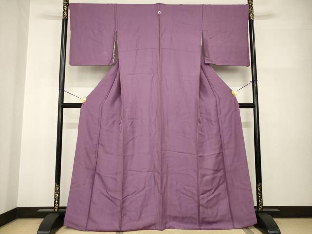 平和屋着物●上質な色無地 鳳凰花地紋 似せ紫色 正絹 逸品 AABI2410ck
