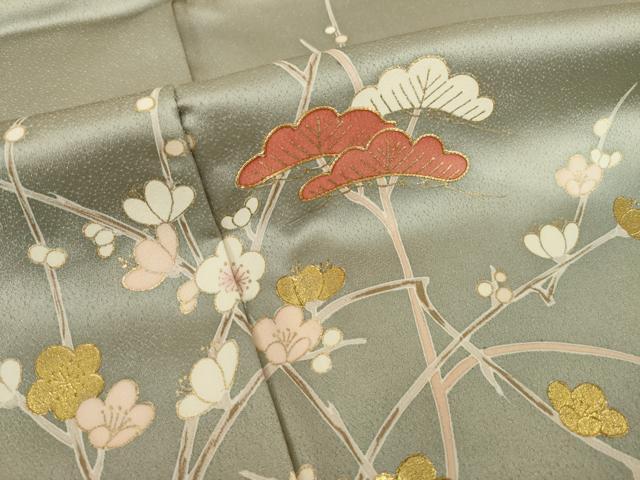 平和屋着物●訪問着 友禅 駒刺繍 枝花文 暈し染め 金彩 正絹 逸品 AABI2411ck