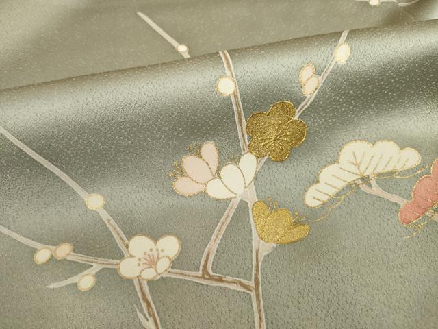 平和屋着物●訪問着 友禅 駒刺繍 枝花文 暈し染め 金彩 正絹 逸品 AABI2411ck