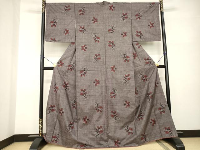 平和屋着物●本場大島紬 一元絣 花丸文 正絹 逸品 AABI2413ck