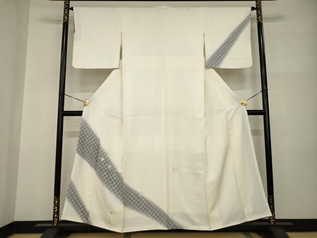 平和屋着物●訪問着 刺繍 市松箔散らし文様 暈し染め 金糸 正絹 逸品 AABI2414ck