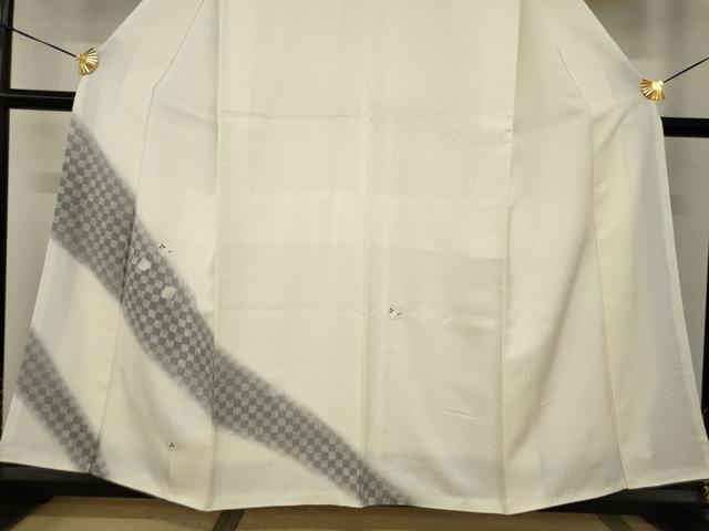 平和屋着物●訪問着 刺繍 市松箔散らし文様 暈し染め 金糸 正絹 逸品 AABI2414ck
