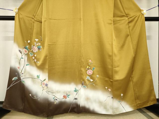 平和屋着物●訪問着 更紗花文 暈し染め 金彩 正絹 逸品 AABI2415ck