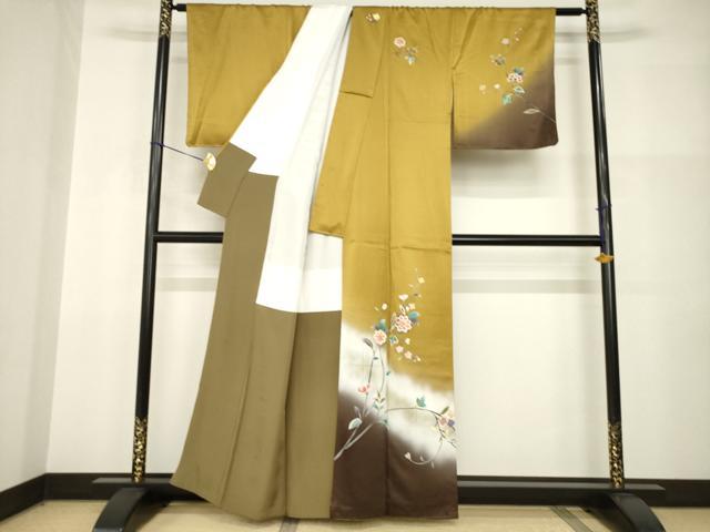 平和屋着物●訪問着 更紗花文 暈し染め 金彩 正絹 逸品 AABI2415ck