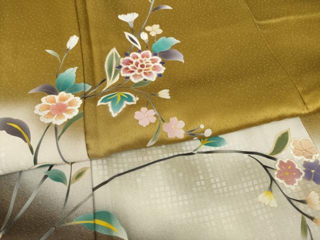 平和屋着物●訪問着 更紗花文 暈し染め 金彩 正絹 逸品 AABI2415ck