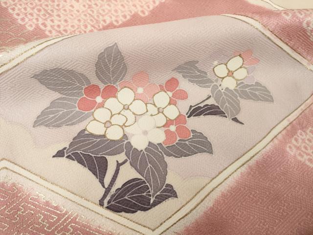 平和屋着物●訪問着 友禅 絞り 松皮菱花文 金彩 正絹 逸品 AABI2417ck